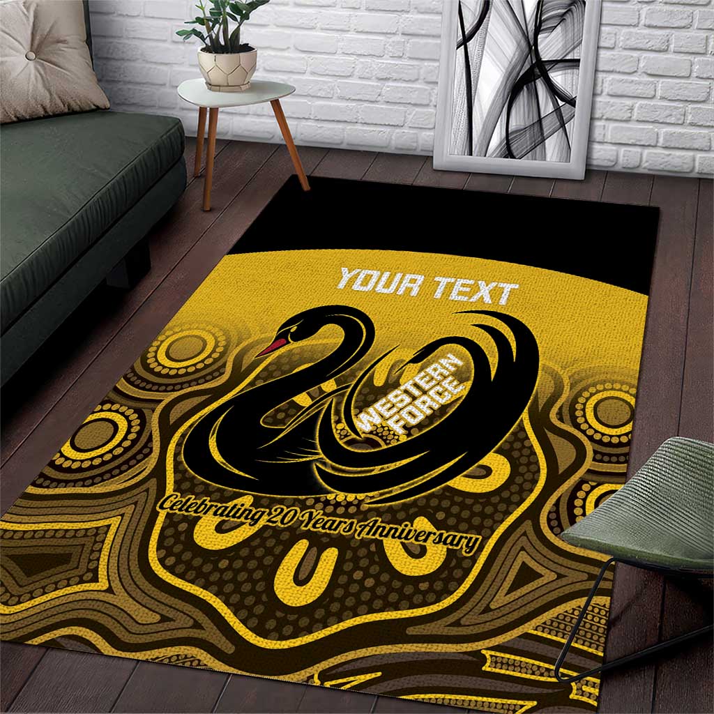 Custom Australia Western Force Area Rug 20 Years Anniversary Aboriginal Yellow Version