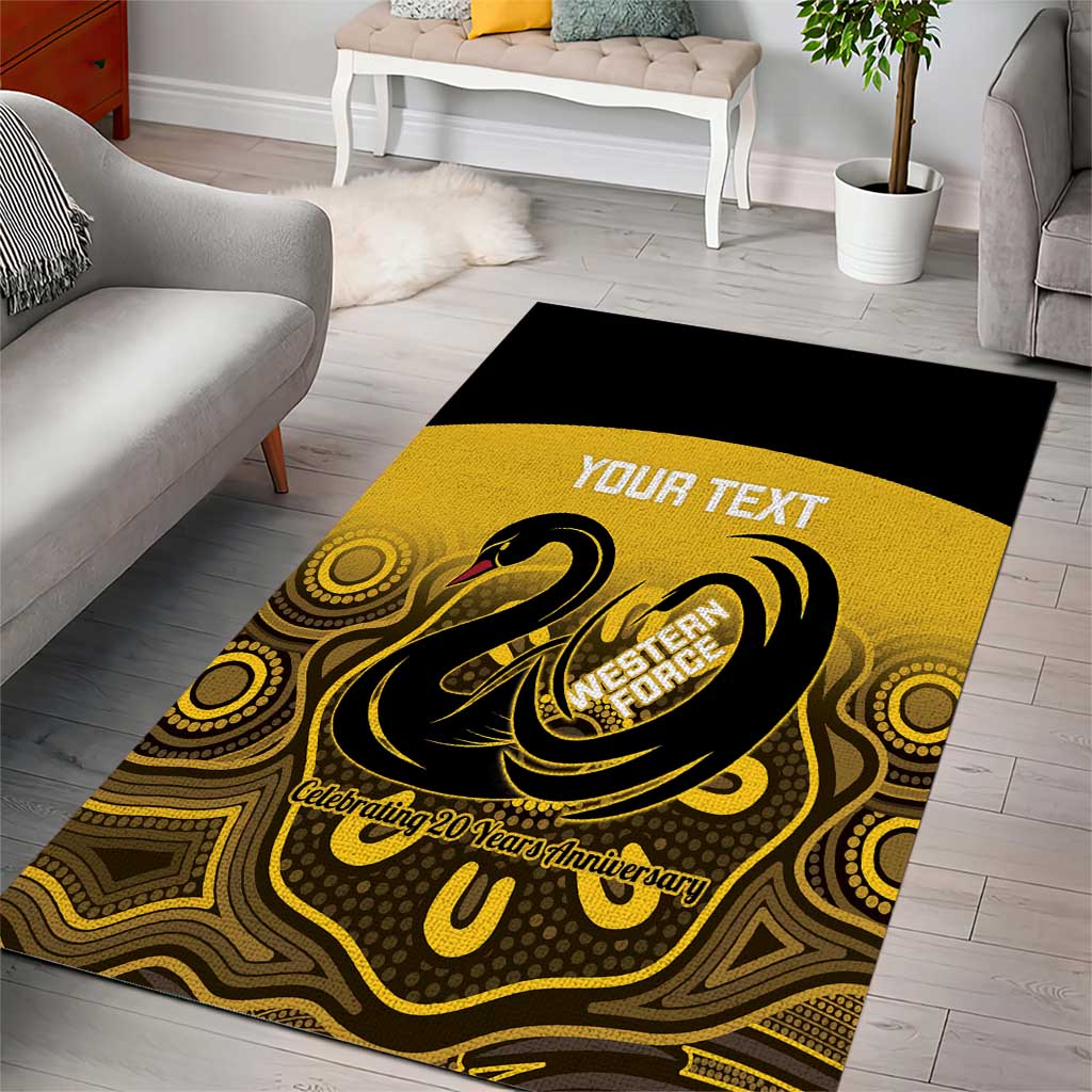Custom Australia Western Force Area Rug 20 Years Anniversary Aboriginal Yellow Version