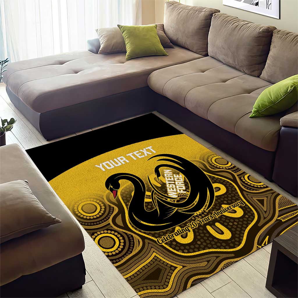 Custom Australia Western Force Area Rug 20 Years Anniversary Aboriginal Yellow Version