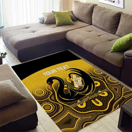 Custom Australia Western Force Area Rug 20 Years Anniversary Aboriginal Yellow Version
