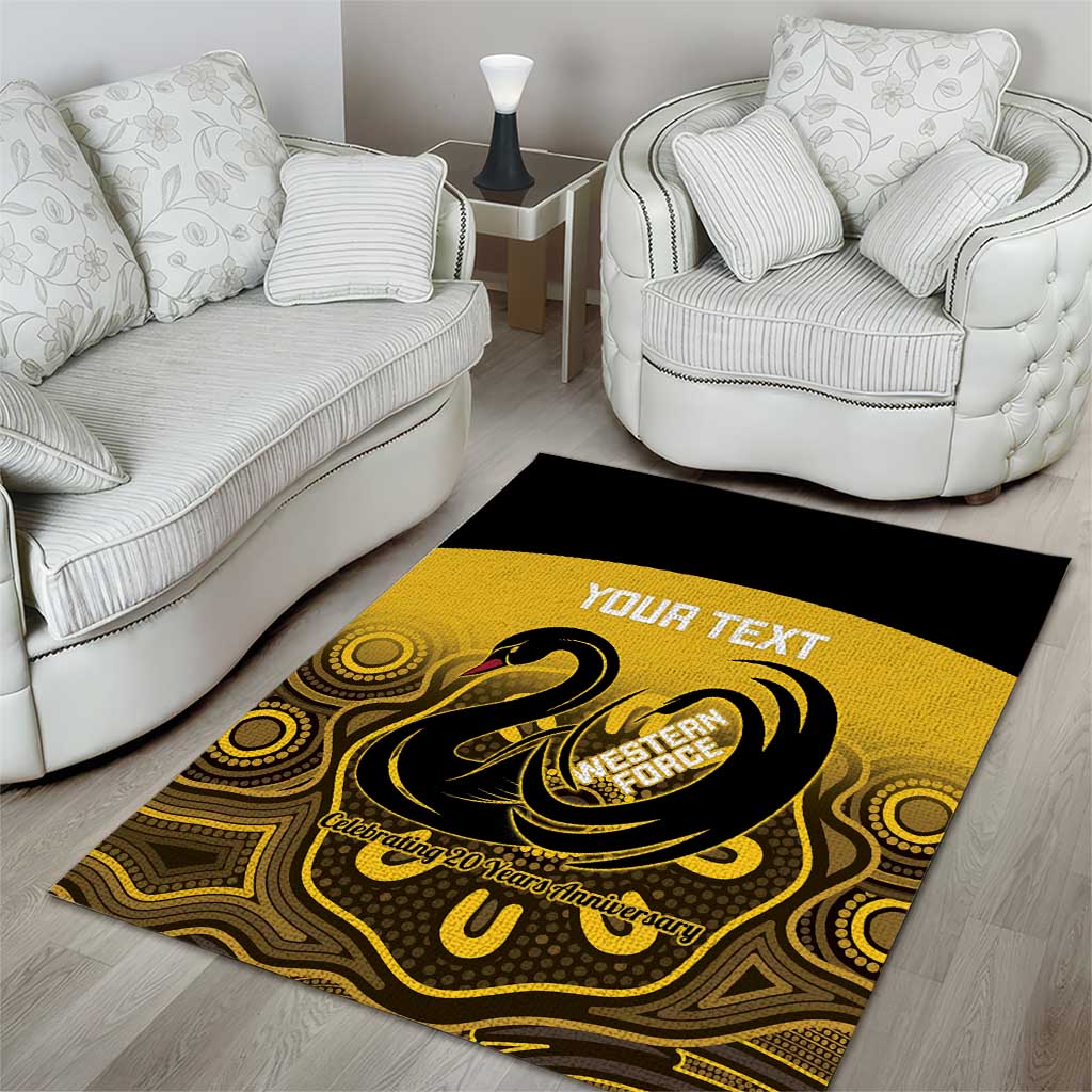 Custom Australia Western Force Area Rug 20 Years Anniversary Aboriginal Yellow Version