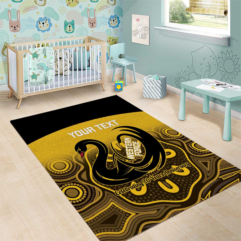 Custom Australia Western Force Area Rug 20 Years Anniversary Aboriginal Yellow Version