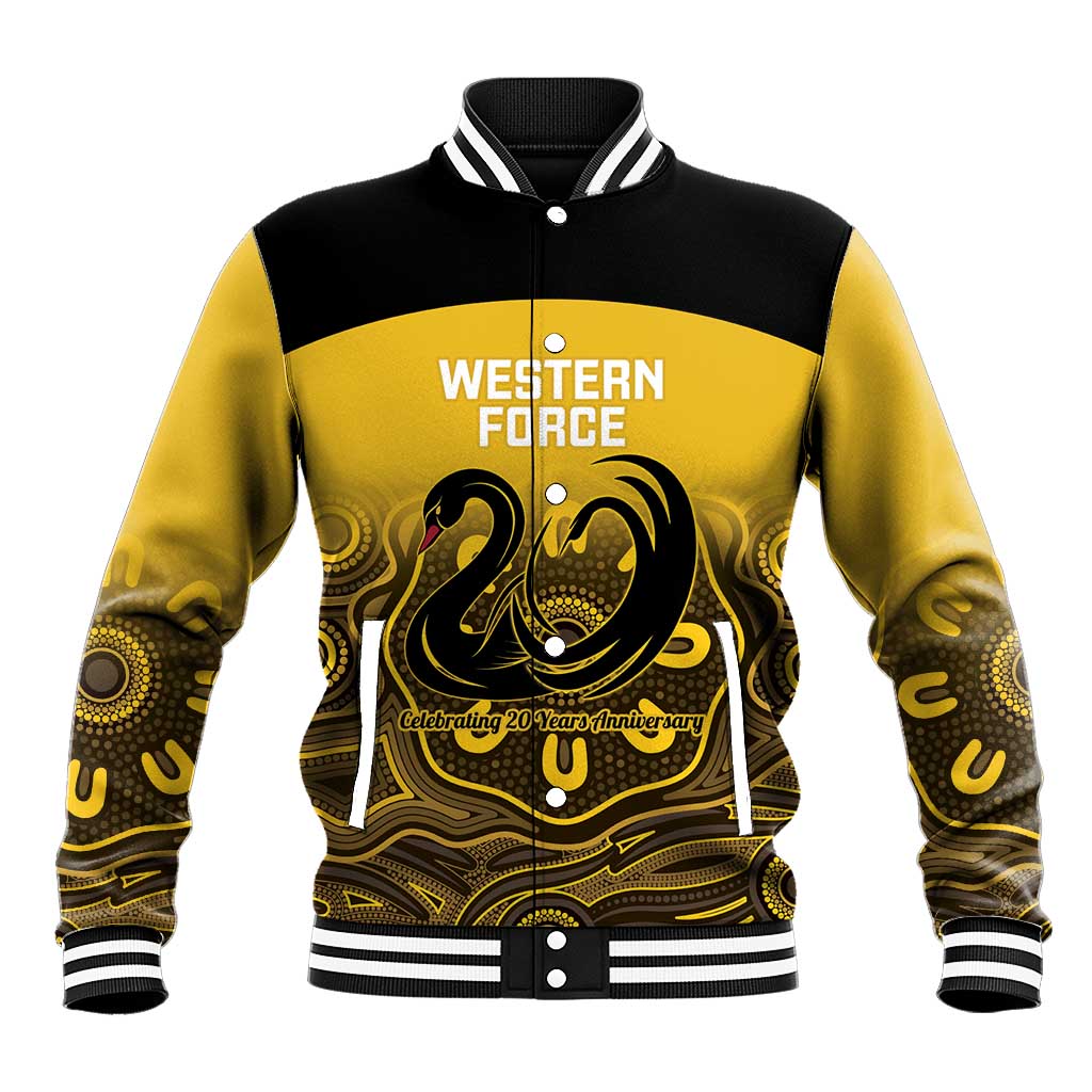 Custom Australia Western Force Baseball Jacket 20 Years Anniversary Aboriginal Yellow Version