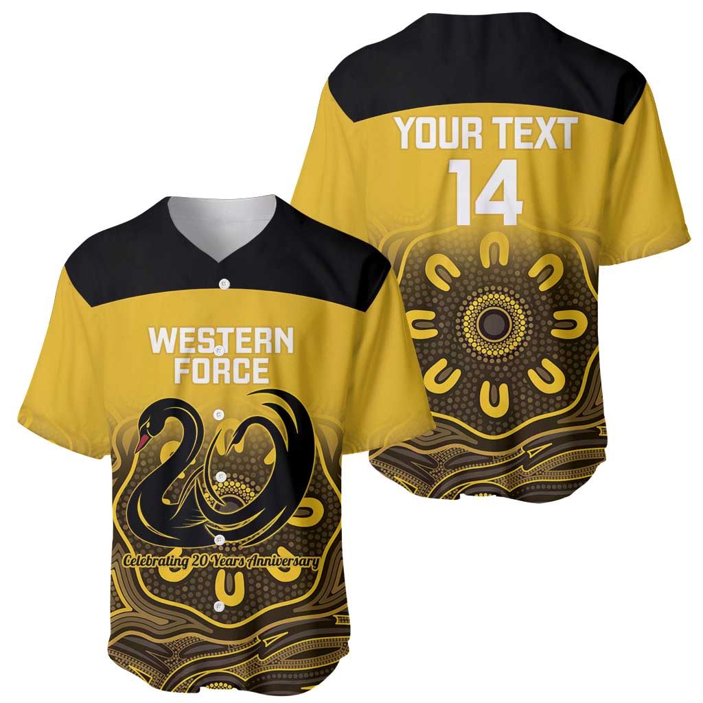 Custom Australia Western Force Baseball Jersey 20 Years Anniversary Aboriginal Yellow Version