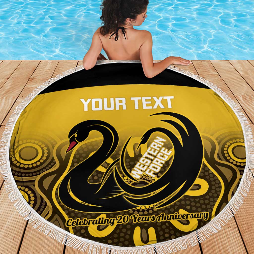 Custom Australia Western Force Beach Blanket 20 Years Anniversary Aboriginal Yellow Version