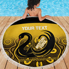 Custom Australia Western Force Beach Blanket 20 Years Anniversary Aboriginal Yellow Version