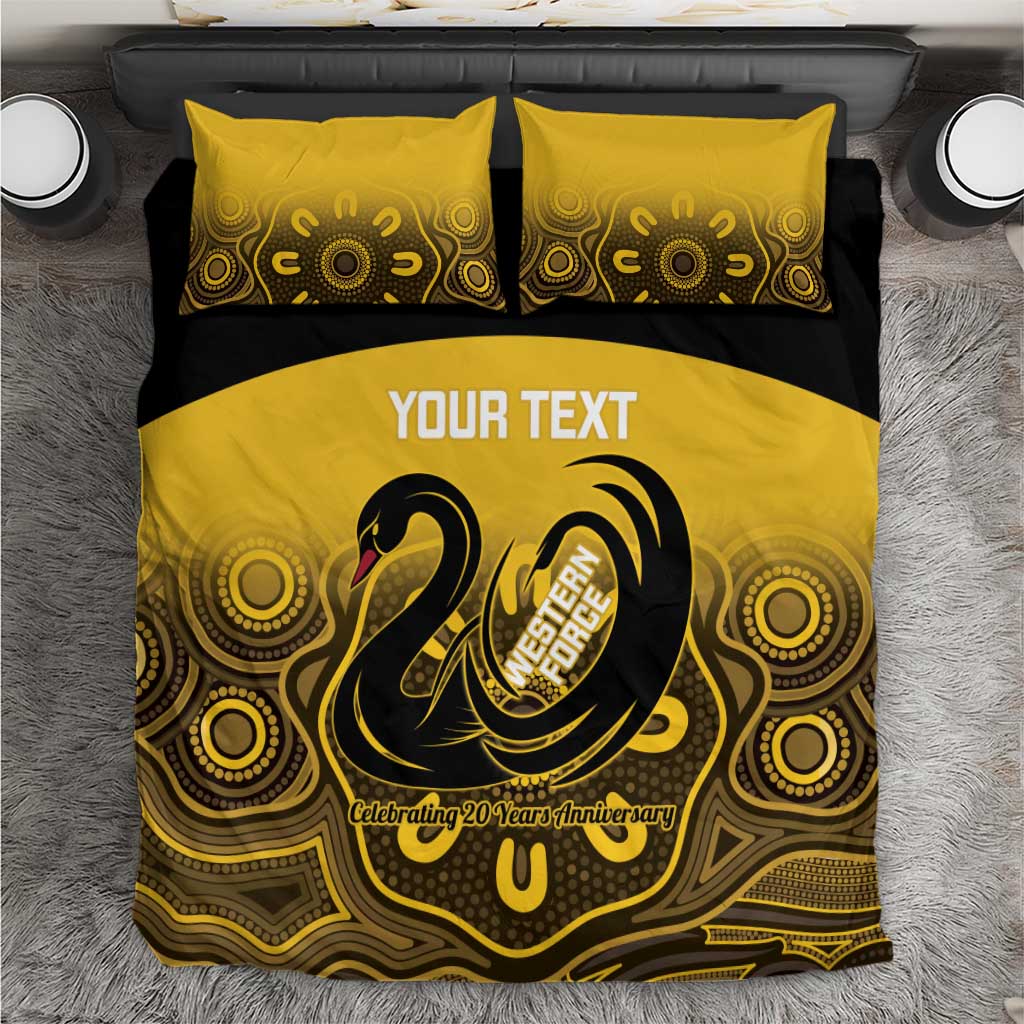 Custom Australia Western Force Bedding Set 20 Years Anniversary Aboriginal Yellow Version