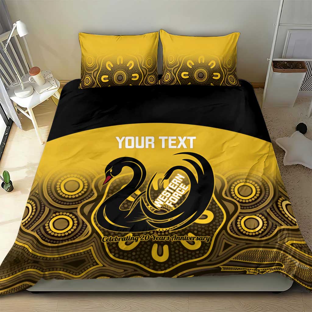 Custom Australia Western Force Bedding Set 20 Years Anniversary Aboriginal Yellow Version
