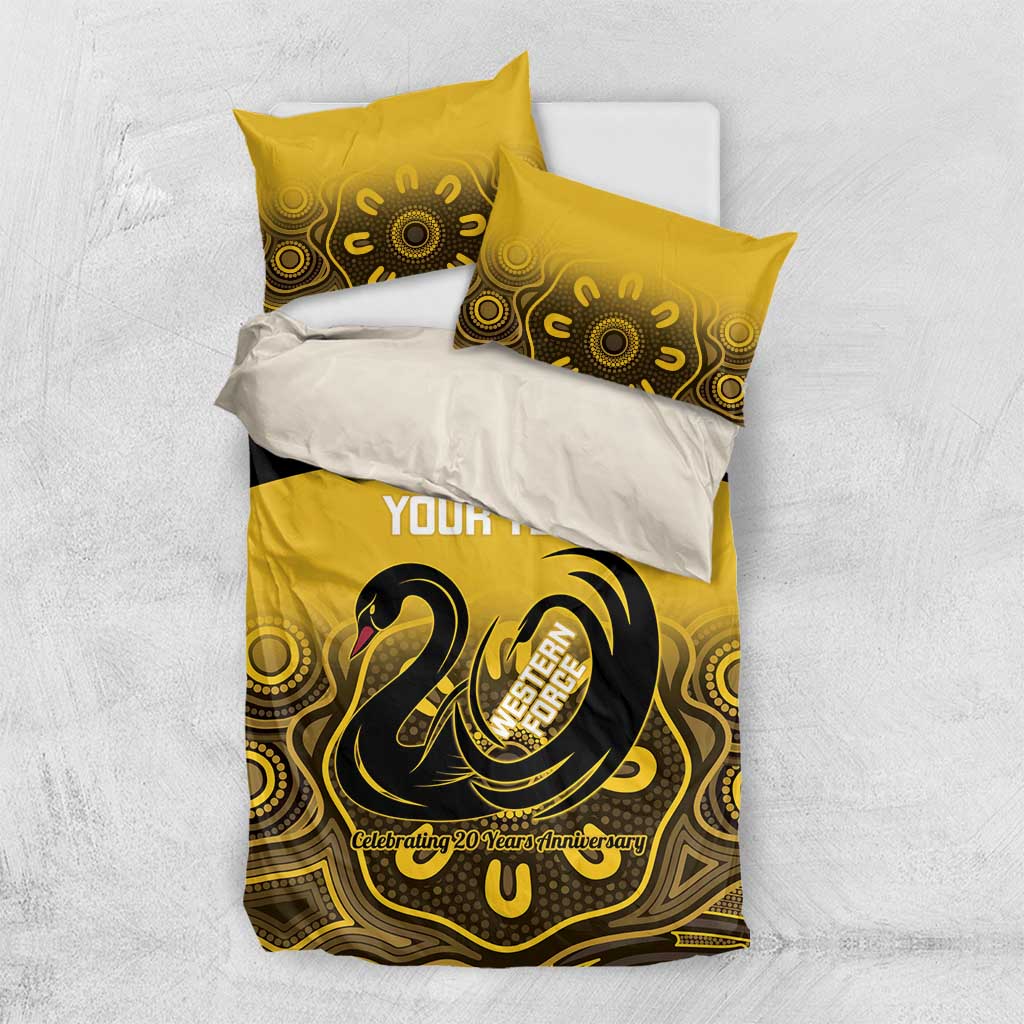 Custom Australia Western Force Bedding Set 20 Years Anniversary Aboriginal Yellow Version