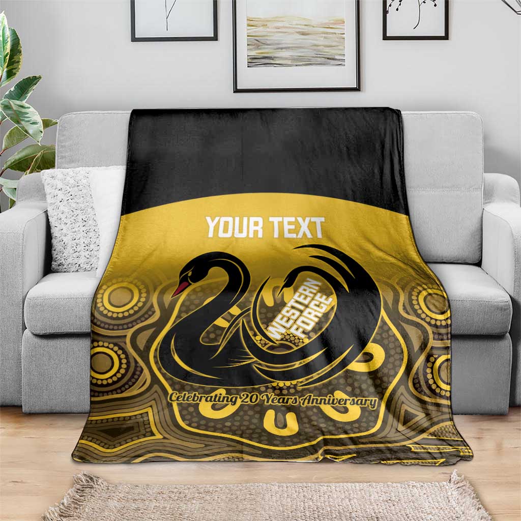 Custom Australia Western Force Blanket 20 Years Anniversary Aboriginal Yellow Version