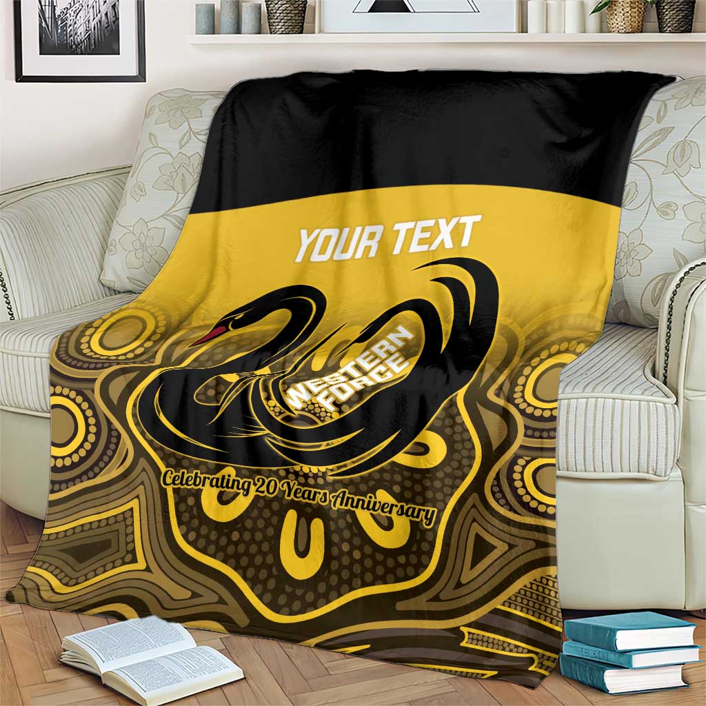Custom Australia Western Force Blanket 20 Years Anniversary Aboriginal Yellow Version
