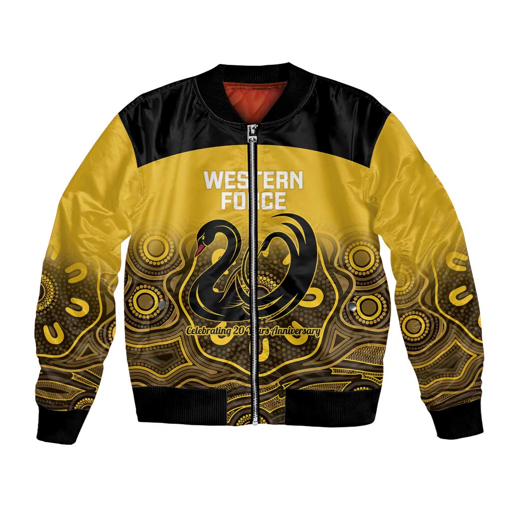 Custom Australia Western Force Bomber Jacket 20 Years Anniversary Aboriginal Yellow Version