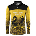 Custom Australia Western Force Button Sweatshirt 20 Years Anniversary Aboriginal Yellow Version