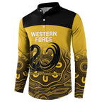 Custom Australia Western Force Button Sweatshirt 20 Years Anniversary Aboriginal Yellow Version