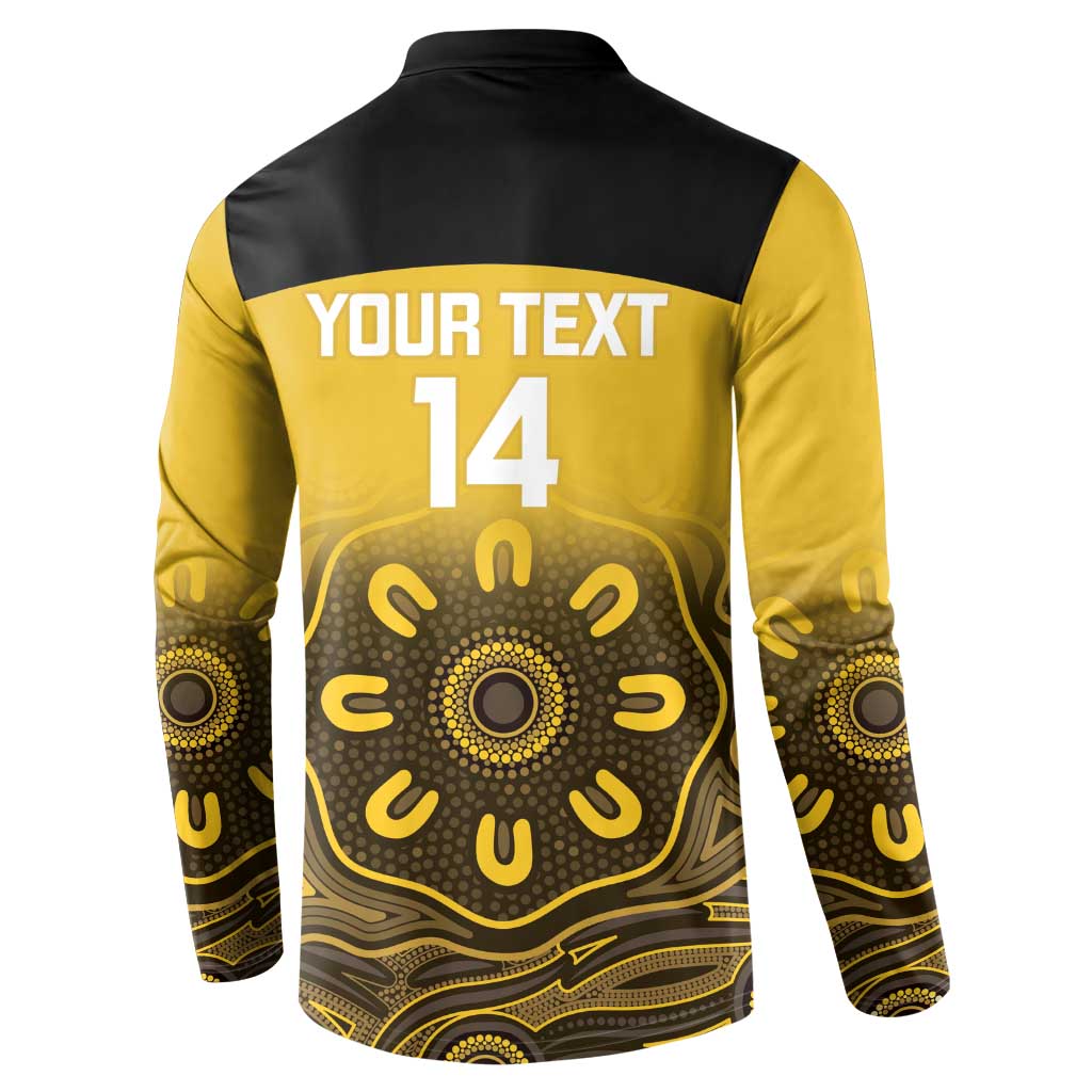 Custom Australia Western Force Button Sweatshirt 20 Years Anniversary Aboriginal Yellow Version