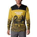 Custom Australia Western Force Button Sweatshirt 20 Years Anniversary Aboriginal Yellow Version