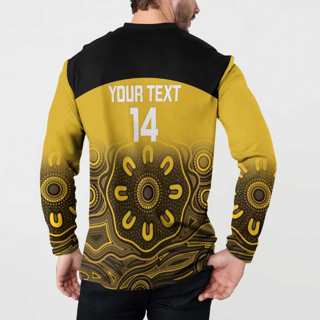Custom Australia Western Force Button Sweatshirt 20 Years Anniversary Aboriginal Yellow Version
