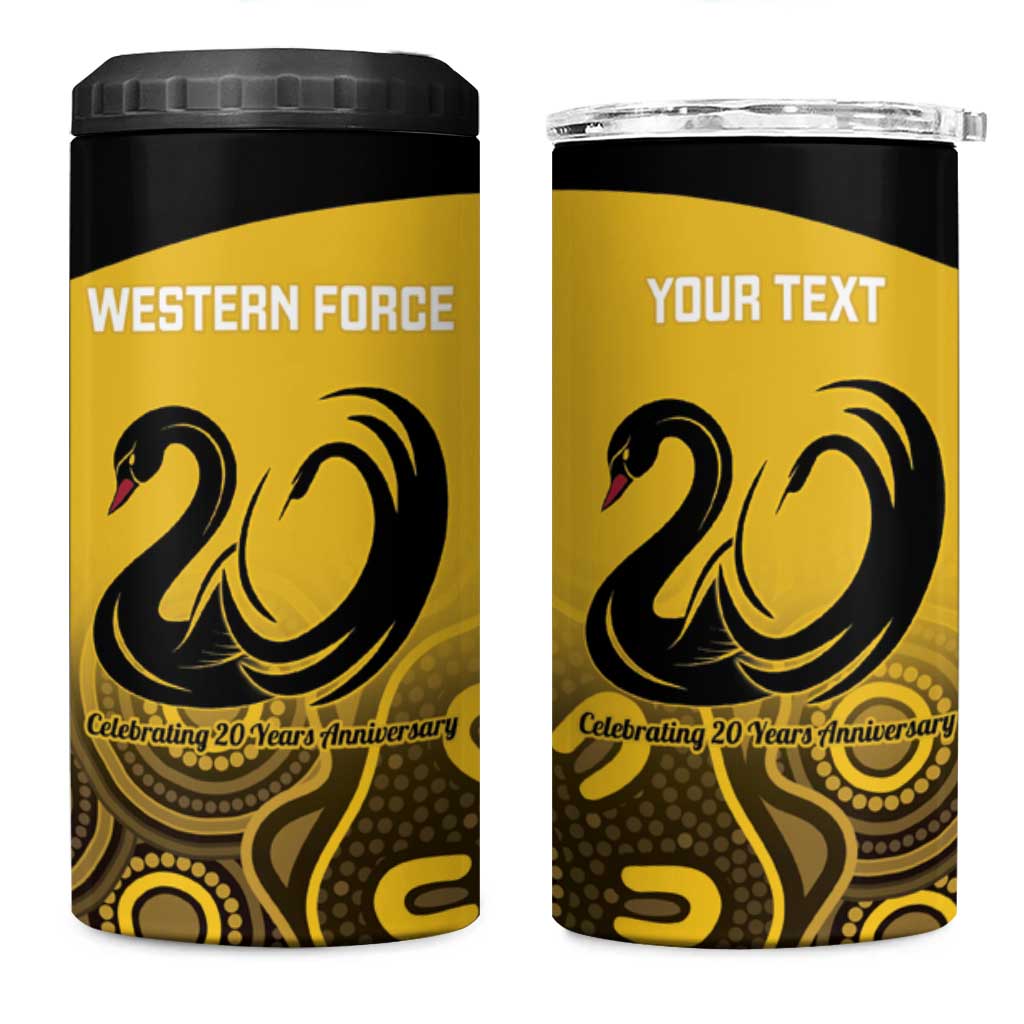 Custom Australia Western Force 4 in 1 Can Cooler Tumbler 20 Years Anniversary Aboriginal Yellow Version