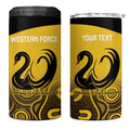 Custom Australia Western Force 4 in 1 Can Cooler Tumbler 20 Years Anniversary Aboriginal Yellow Version