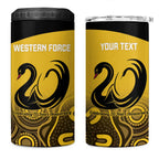 Custom Australia Western Force 4 in 1 Can Cooler Tumbler 20 Years Anniversary Aboriginal Yellow Version
