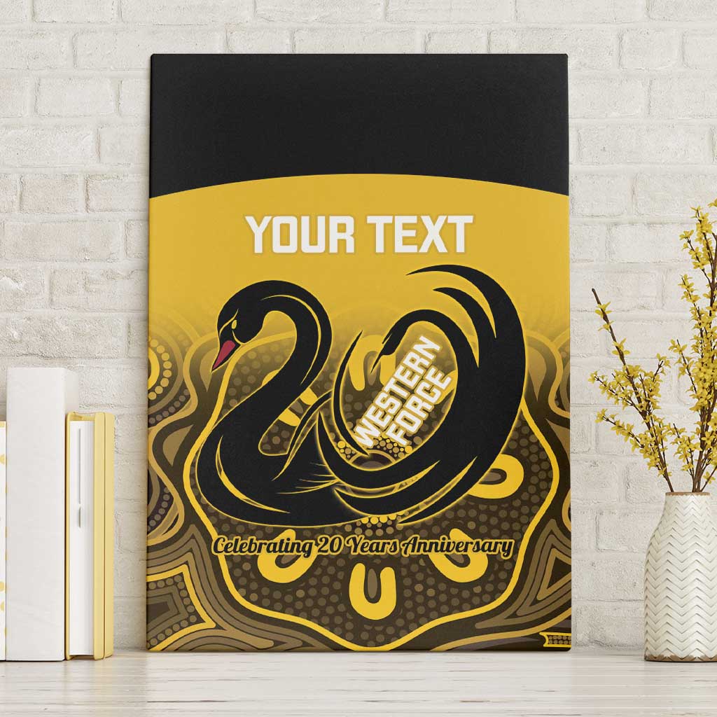Custom Australia Western Force Canvas Wall Art 20 Years Anniversary Aboriginal Yellow Version
