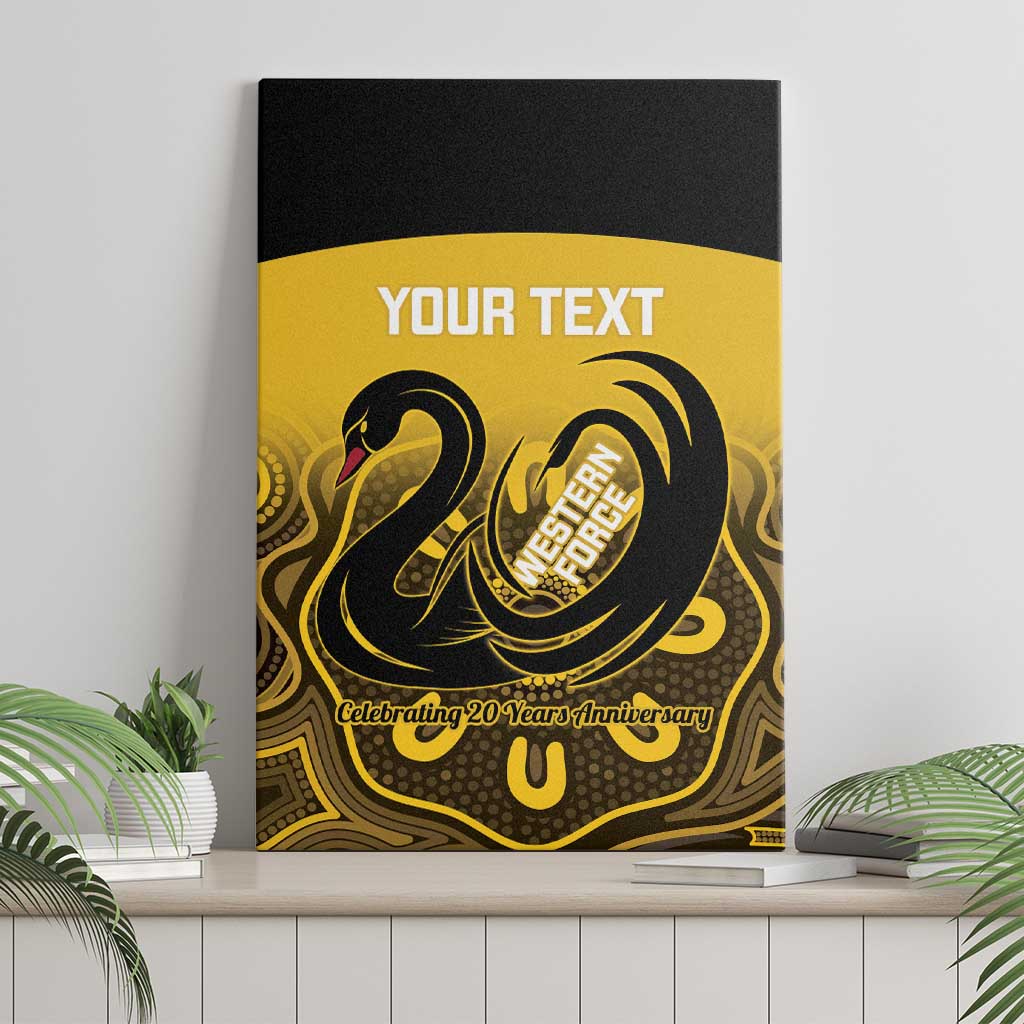 Custom Australia Western Force Canvas Wall Art 20 Years Anniversary Aboriginal Yellow Version