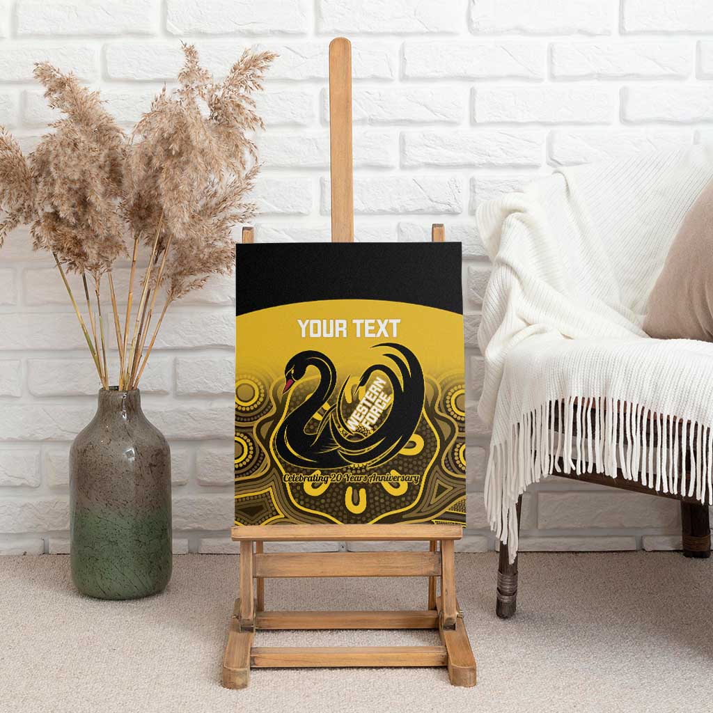 Custom Australia Western Force Canvas Wall Art 20 Years Anniversary Aboriginal Yellow Version