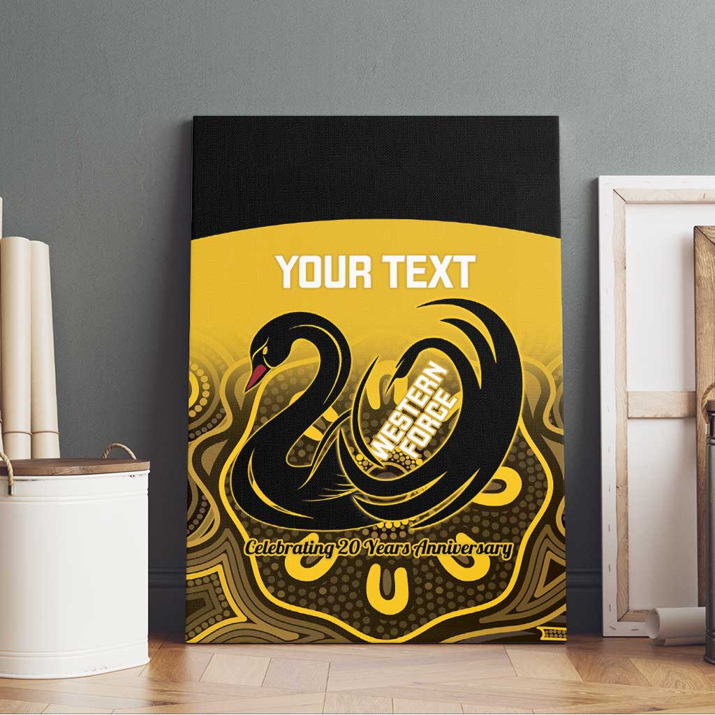 Custom Australia Western Force Canvas Wall Art 20 Years Anniversary Aboriginal Yellow Version
