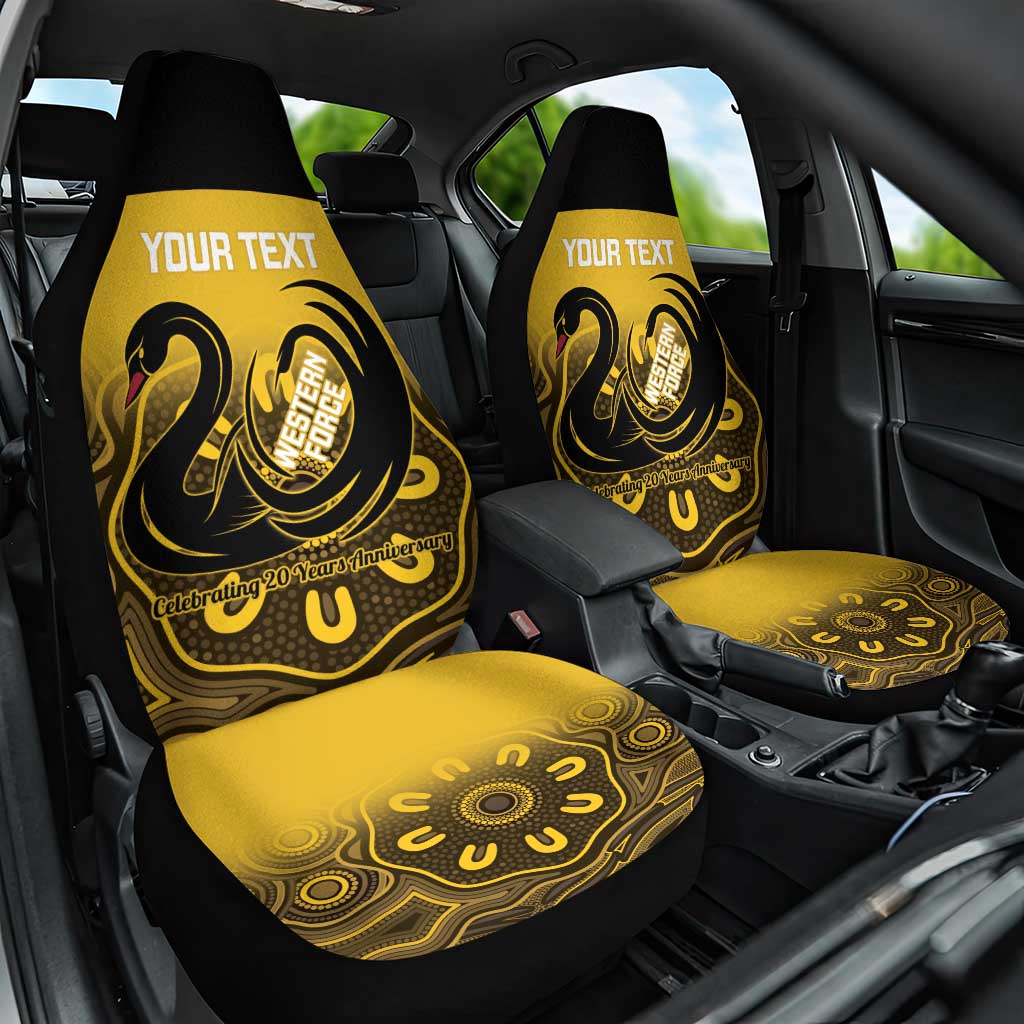 Custom Australia Western Force Car Seat Cover 20 Years Anniversary Aboriginal Yellow Version