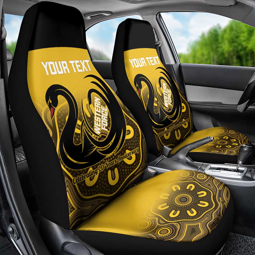 Custom Australia Western Force Car Seat Cover 20 Years Anniversary Aboriginal Yellow Version