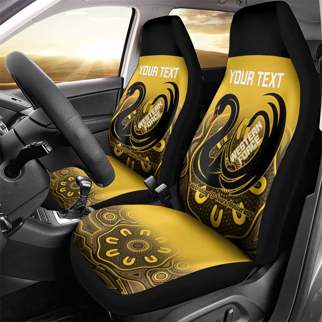 Custom Australia Western Force Car Seat Cover 20 Years Anniversary Aboriginal Yellow Version