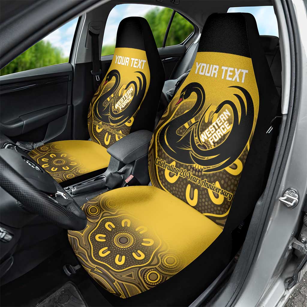 Custom Australia Western Force Car Seat Cover 20 Years Anniversary Aboriginal Yellow Version