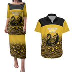 Custom Australia Western Force Couples Matching Puletasi and Hawaiian Shirt 20 Years Anniversary Aboriginal Yellow Version