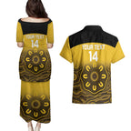 Custom Australia Western Force Couples Matching Puletasi and Hawaiian Shirt 20 Years Anniversary Aboriginal Yellow Version