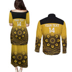 Custom Australia Western Force Couples Matching Puletasi and Long Sleeve Button Shirt 20 Years Anniversary Aboriginal Yellow Version