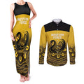 Custom Australia Western Force Couples Matching Tank Maxi Dress and Long Sleeve Button Shirt 20 Years Anniversary Aboriginal Yellow Version