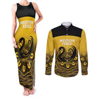 Custom Australia Western Force Couples Matching Tank Maxi Dress and Long Sleeve Button Shirt 20 Years Anniversary Aboriginal Yellow Version