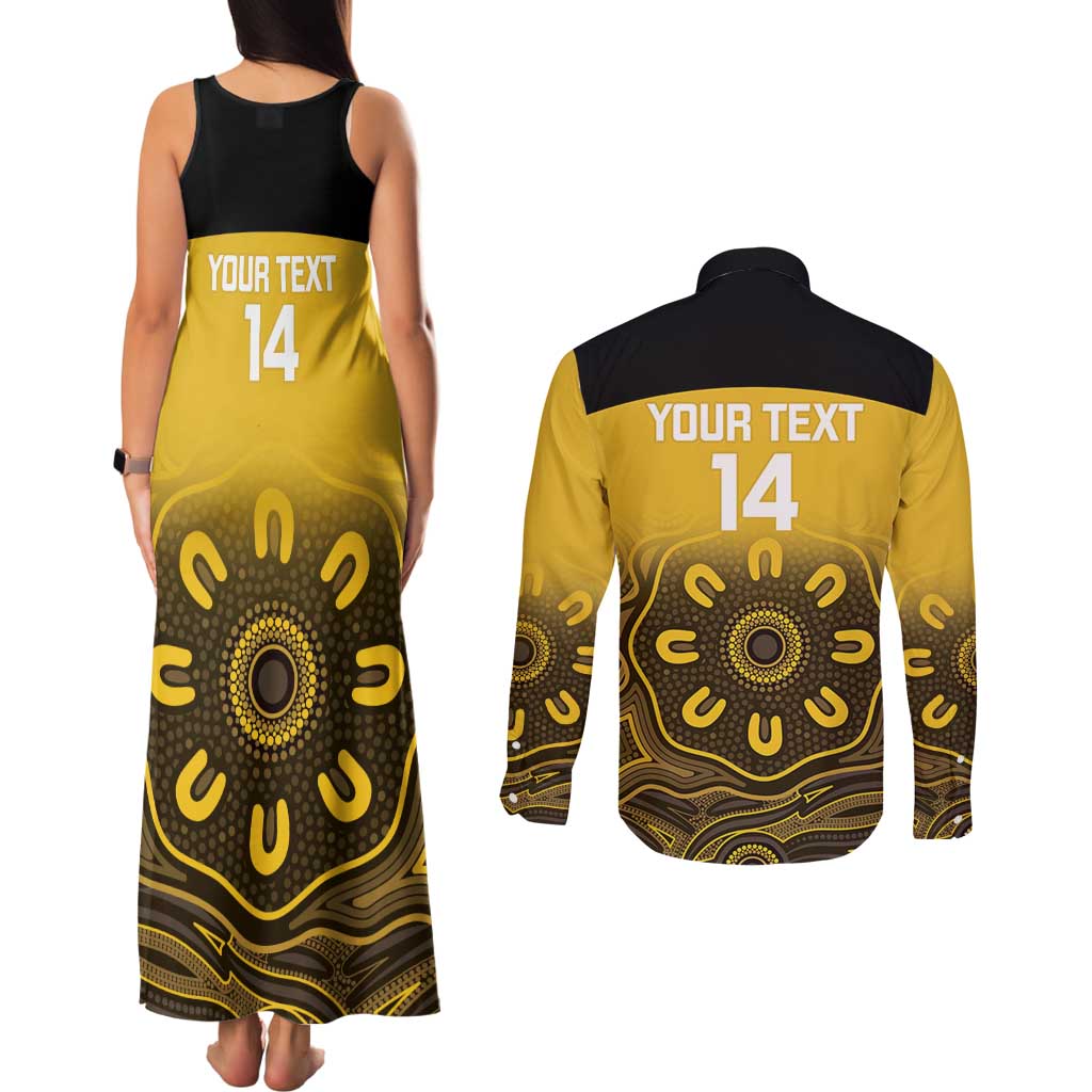 Custom Australia Western Force Couples Matching Tank Maxi Dress and Long Sleeve Button Shirt 20 Years Anniversary Aboriginal Yellow Version