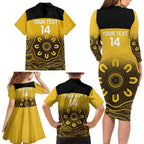 Custom Australia Western Force Family Matching Long Sleeve Bodycon Dress and Hawaiian Shirt 20 Years Anniversary Aboriginal Yellow Version