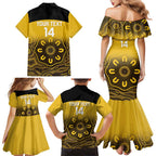 Custom Australia Western Force Family Matching Mermaid Dress and Hawaiian Shirt 20 Years Anniversary Aboriginal Yellow Version