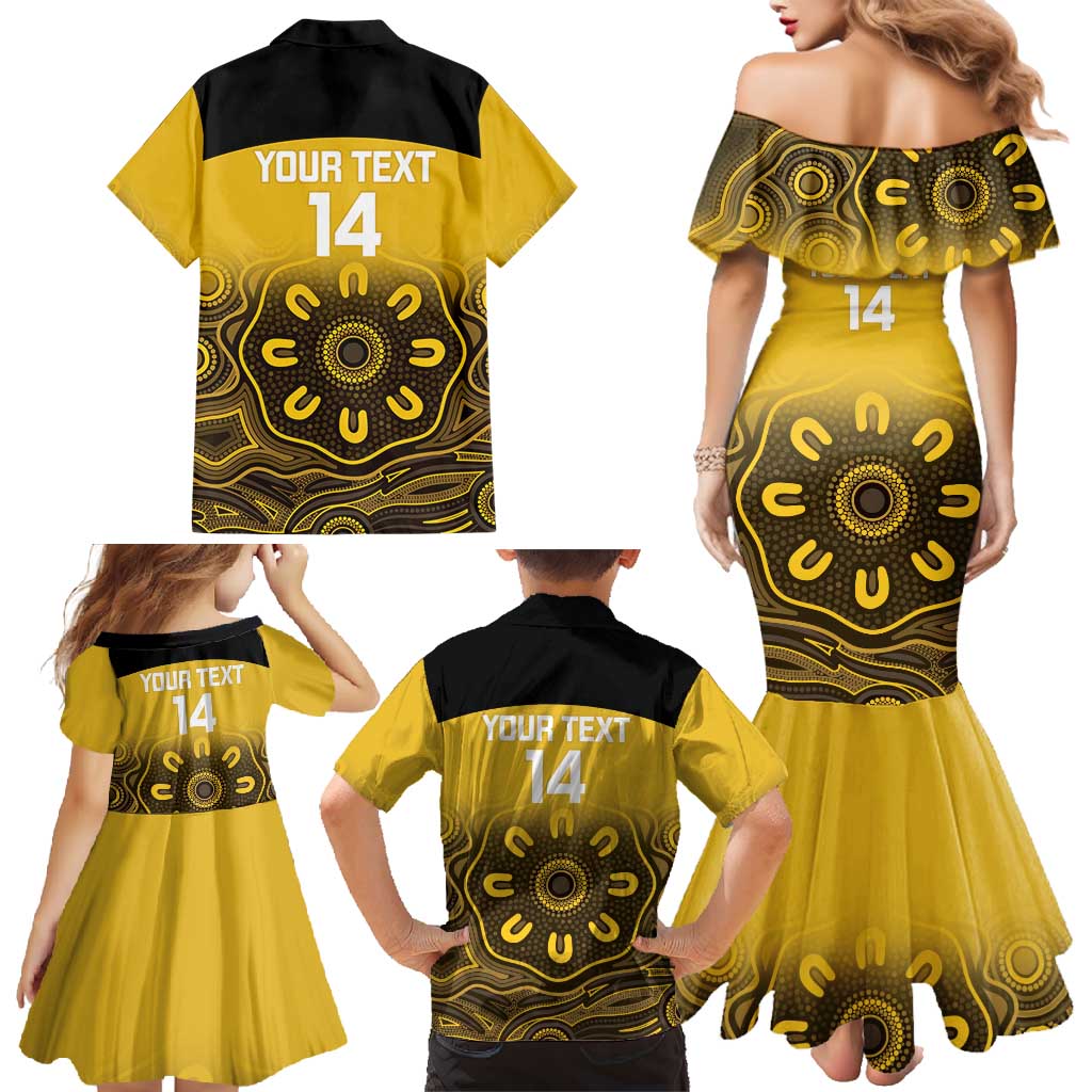 Custom Australia Western Force Family Matching Mermaid Dress and Hawaiian Shirt 20 Years Anniversary Aboriginal Yellow Version