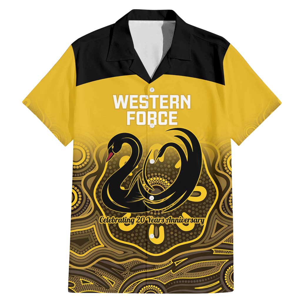Custom Australia Western Force Family Matching Mermaid Dress and Hawaiian Shirt 20 Years Anniversary Aboriginal Yellow Version