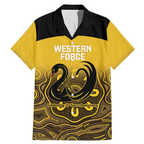 Custom Australia Western Force Family Matching Mermaid Dress and Hawaiian Shirt 20 Years Anniversary Aboriginal Yellow Version