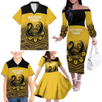 Custom Australia Western Force Family Matching Off The Shoulder Long Sleeve Dress and Hawaiian Shirt 20 Years Anniversary Aboriginal Yellow Version