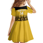 Custom Australia Western Force Family Matching Off The Shoulder Long Sleeve Dress and Hawaiian Shirt 20 Years Anniversary Aboriginal Yellow Version
