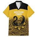 Custom Australia Western Force Family Matching Off The Shoulder Long Sleeve Dress and Hawaiian Shirt 20 Years Anniversary Aboriginal Yellow Version