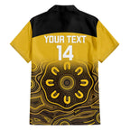 Custom Australia Western Force Family Matching Off The Shoulder Long Sleeve Dress and Hawaiian Shirt 20 Years Anniversary Aboriginal Yellow Version
