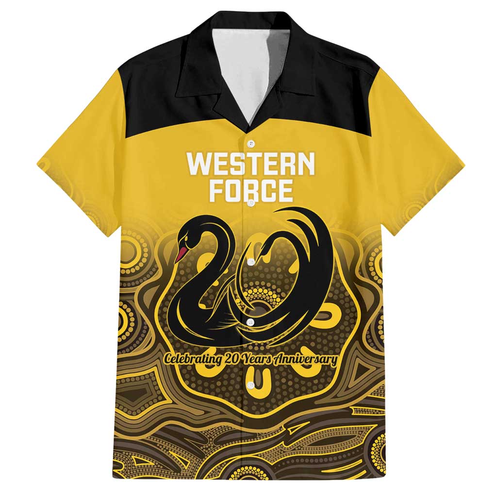 Custom Australia Western Force Family Matching Off Shoulder Maxi Dress and Hawaiian Shirt 20 Years Anniversary Aboriginal Yellow Version