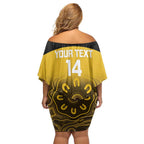 Custom Australia Western Force Family Matching Off Shoulder Short Dress and Hawaiian Shirt 20 Years Anniversary Aboriginal Yellow Version