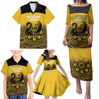 Custom Australia Western Force Family Matching Puletasi and Hawaiian Shirt 20 Years Anniversary Aboriginal Yellow Version